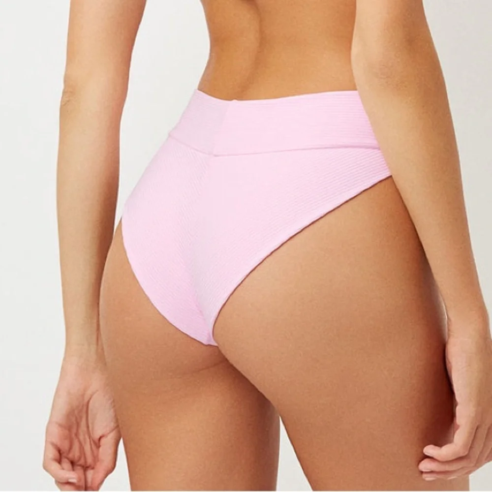 Frankies Bikinis Gavin Cheeky Rib Bikini Bottom Love Pink NWT